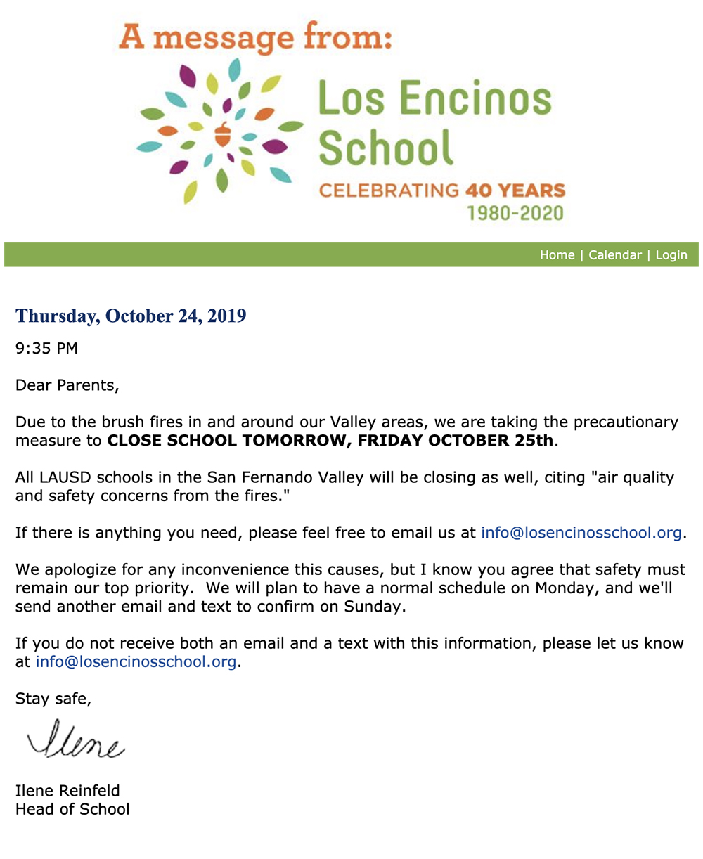 Late Night Email Photo: Email Alerting of a School Closure